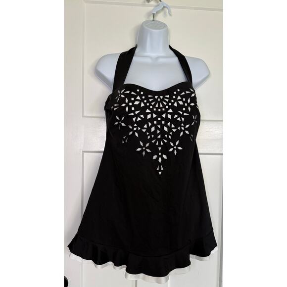 Becca by‎ Rebecca Virtue One Piece Halter Swimsuit Black Size 14 - 16 - Picture 1 of 13